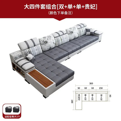Nordic Luxury Technology Cloth Sofa for Living Room Furniture Modern Living Room Sofa Combination Large Apartment Sofa Set u