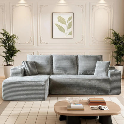 Modular Sectional Sofa Cloud Sectional Couch, 107" Comfy Fluffy L Shaped Dark Grey Couches for Living Room, Deep Seat
