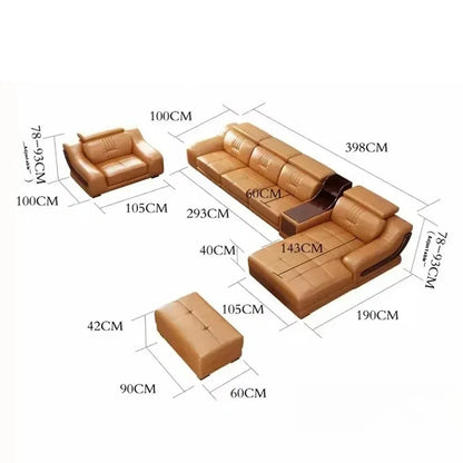 Linlamlim Premium Italian Genuine Leather Sofa Set Big Sectional Couch Living Room Sofas With Adjustable Headrest Home Furniture