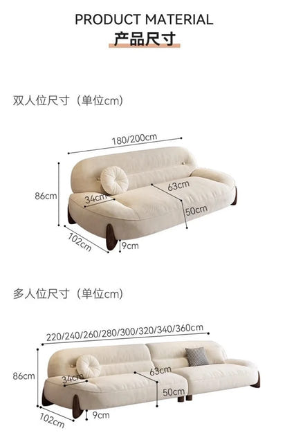 2025 new extremely simple modern cream style designer small apartment living room arc fabric sofa