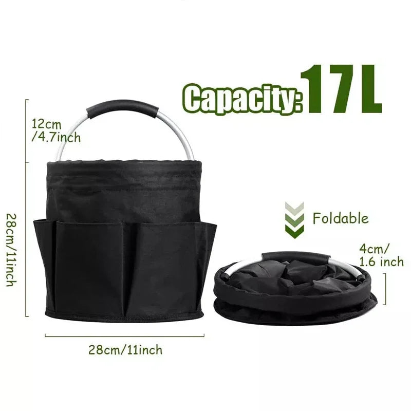 17L Large Storage Organiser Bag Folding Basket Picnic Tote Outdoor Cleaning Caddy with Handle Tool Bag Cleaning Supplies