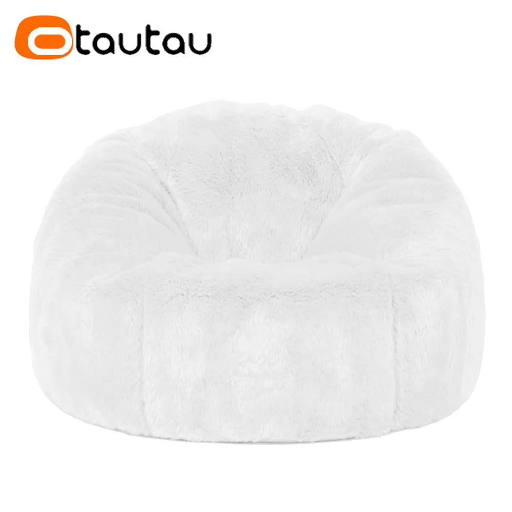 OTAUTAU Fluffy Faux Bunnyf Fur Bean Bag Cover Corner Pouf Cover DD003【No Filler Inside! You Need To Buy Filler By Yourself !】