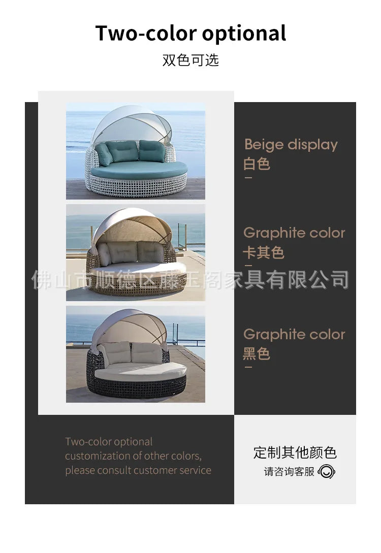 Outdoor Lounger Nordic Style Outdoor Rattan Sofa Bed Resort Pool Leisure Rattan Chair Beach Lounger