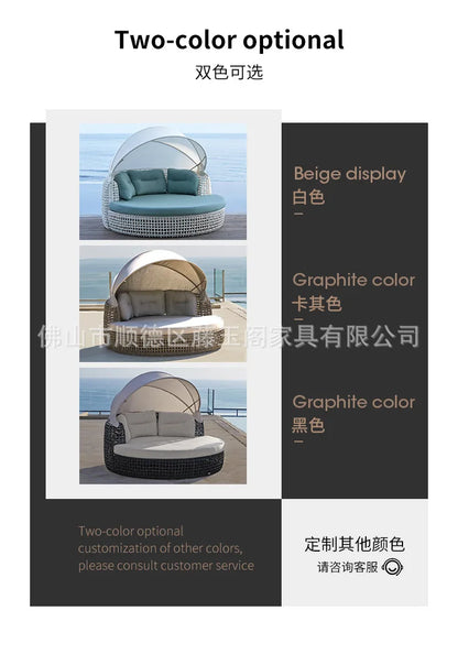Outdoor Lounger Nordic Style Outdoor Rattan Sofa Bed Resort Pool Leisure Rattan Chair Beach Lounger