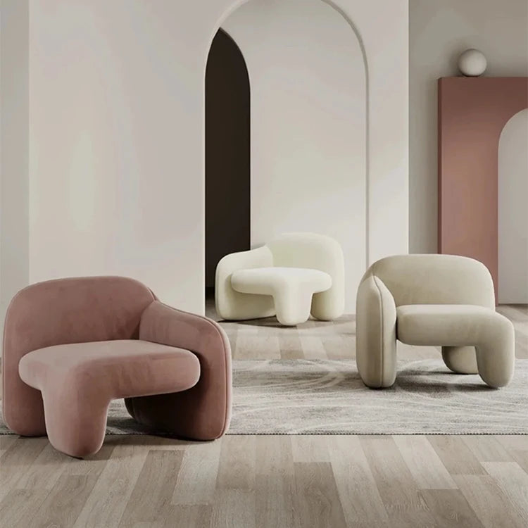 Luxury living room furniture Comfortable modern velvet cream lamb chair