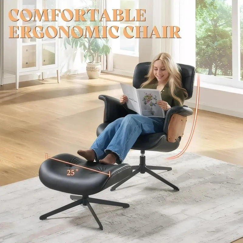 Mid Century Modern Chaise Lounge Chair with Ottoman - Classic Design for Comfort and Style