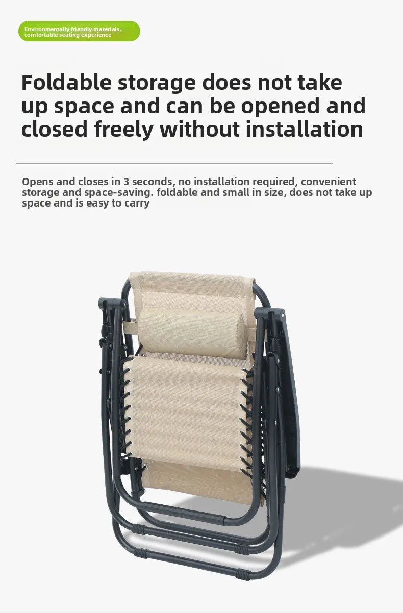 Portable Zero Gravity Lounge Chair – Folding Recliner with Lock, Cup Holder & Pillow for Patio Garden Balcony Camping Beach