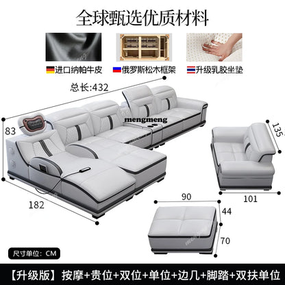 Multifunction Modern Sofas Genuine Leather Minimalist Electric Apartment Living Room Sofas Massage Comfortable Muebles Furniture