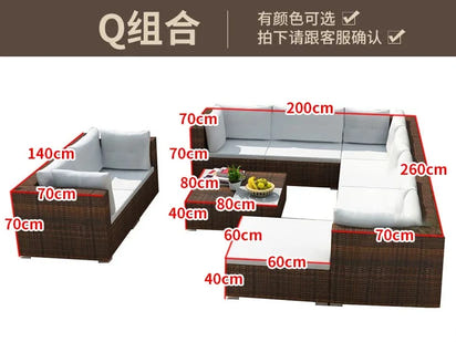 Outdoor sofa combination courtyard garden balcony leisure rattan chair