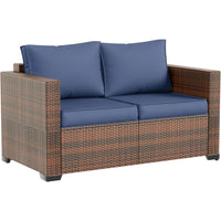 Outdoor loveseat Furniture 2-Seat Wicker Patio Love seat, Small Patio loveseat with Water-Resistant Cover & Non-Slip Cu