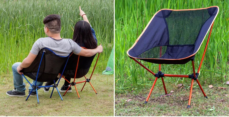 Ultra-Light Aluminum Alloy Folding Chair - Portable Outdoor Camping Fishing Beach Picnic Hiking BBQ Comfort Backrest Chair