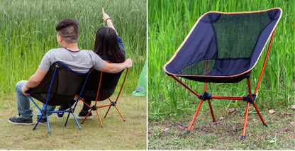 Ultra-Light Aluminum Alloy Folding Chair - Portable Outdoor Camping Fishing Beach Picnic Hiking BBQ Comfort Backrest Chair