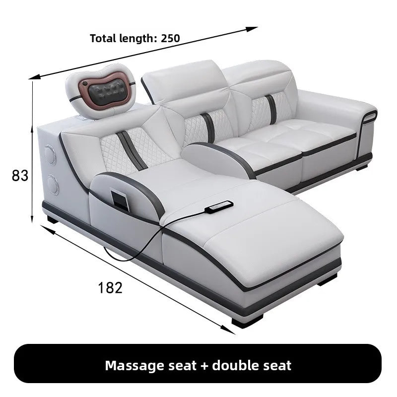 Electric Recliner Sofa with Massage Function Modern Minimalist Sectional Sofa for Large Living Room Smart Multi Functional Couch