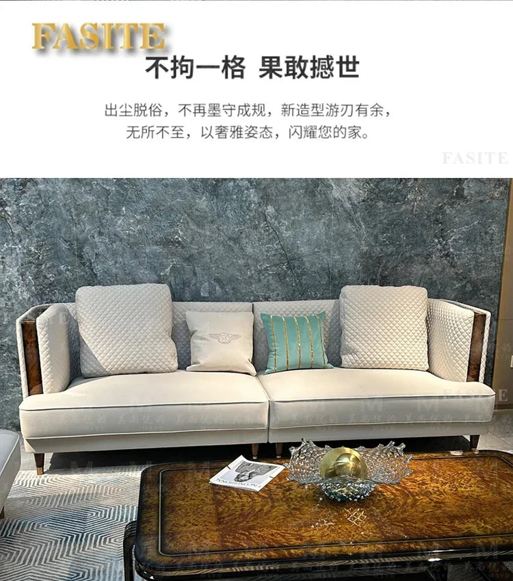 Italian light luxury leather sofa combination