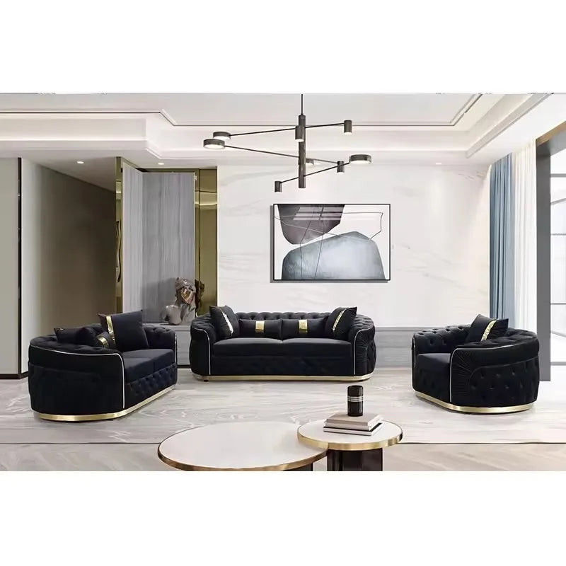 American fabric pull-up sofa, European light luxury velvet living room fashion simple straight sofa combination factory