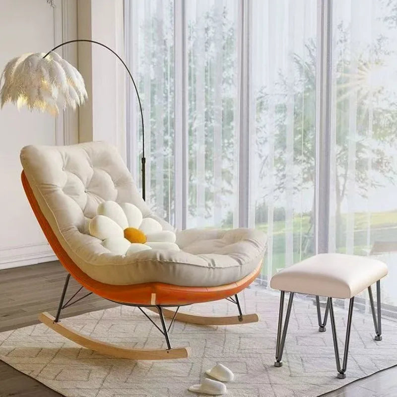 Honeycomb Recliner Rocking Chair Adjustable Backrest Foldable Comfortable Lazy Lounge Chair Bed Balcony Living Room Furniture