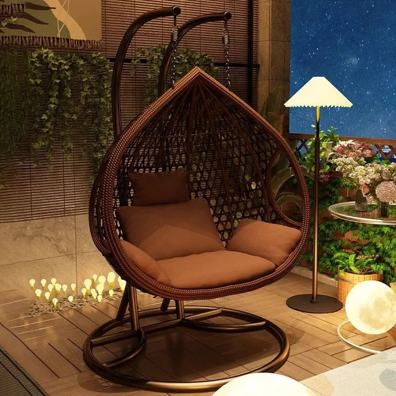 Egg Outdoor Rattan Swing Pod Garden Double Seater Patio Price Round Basket Indoor Hot Sell Wicker Shaped Swinging Hanging Chair