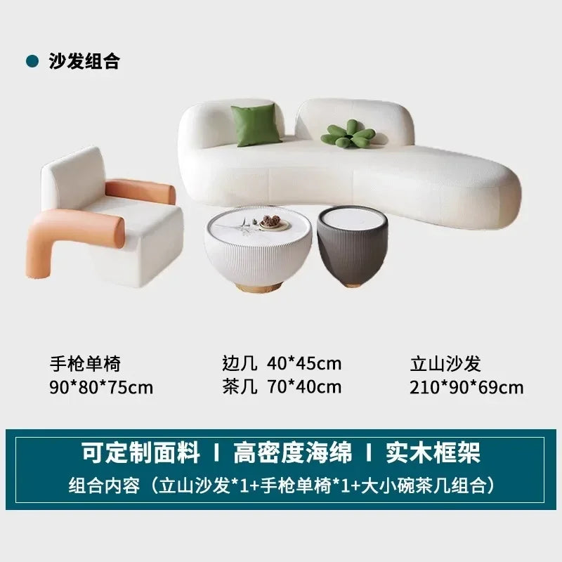 curved sofa, small apartment special-shaped black beauty salon hall, clothing store office rest area reception and negotiation