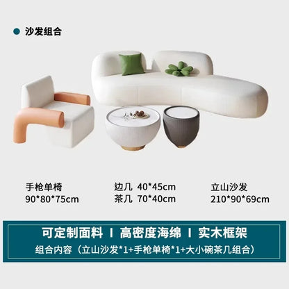 curved sofa, small apartment special-shaped black beauty salon hall, clothing store office rest area reception and negotiation