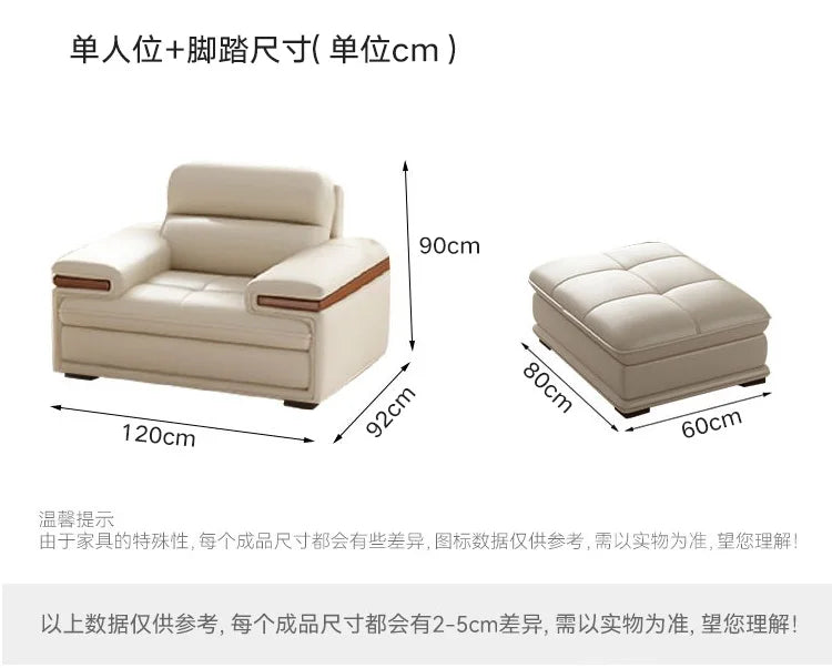 Leather sofa modern simple living room size apartment concubine solid wood combination imported first-layer cowhide sofa