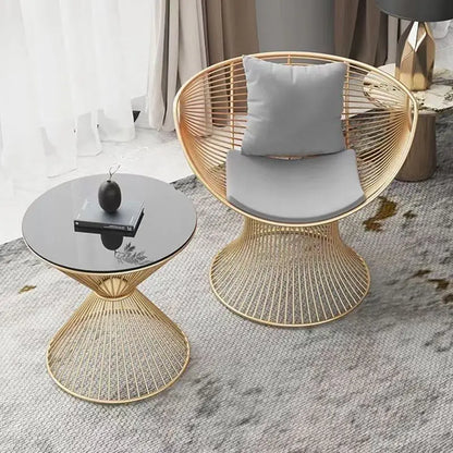 High-end stainless steel dining chair single sofa chair designer home living room wrought iron balcony