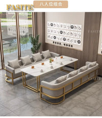 Linlamim Fabric Sofa Set Furniture Living Room Sofa Set with Desk and Stools / Big U Shape Cloth Couch Sofas for Home Furniture