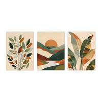 Sunset Leaf Art Poster Abstract Mountain Range Canvas Painting Minimalist Wall Art Living Room Bedroom Apartment Decor No Frame