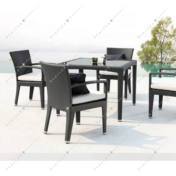 High Quality Flat Rattan Dinning Table and Chair Outdoor Furniture Garden Patio Set Outdoor Garden Furniture Sets