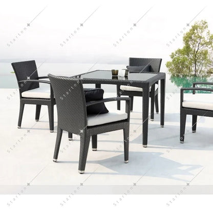 High Quality Flat Rattan Dinning Table and Chair Outdoor Furniture Garden Patio Set Outdoor Garden Furniture Sets