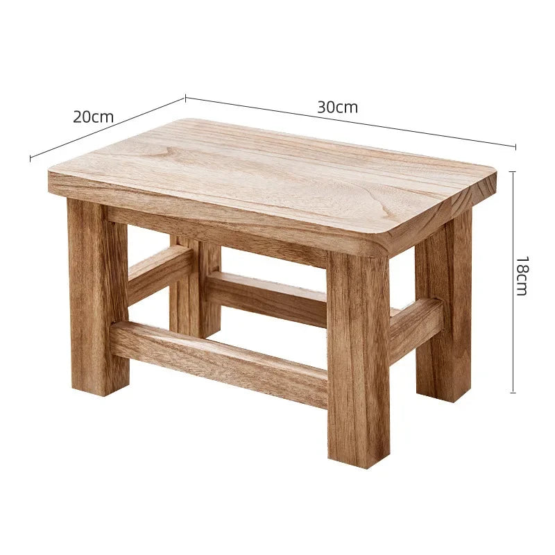 Adult Solid Wood Stool for Daily Use Shoe Changing Step Stool for Kitchen Bathroom Living Room Wooden Household Furniture