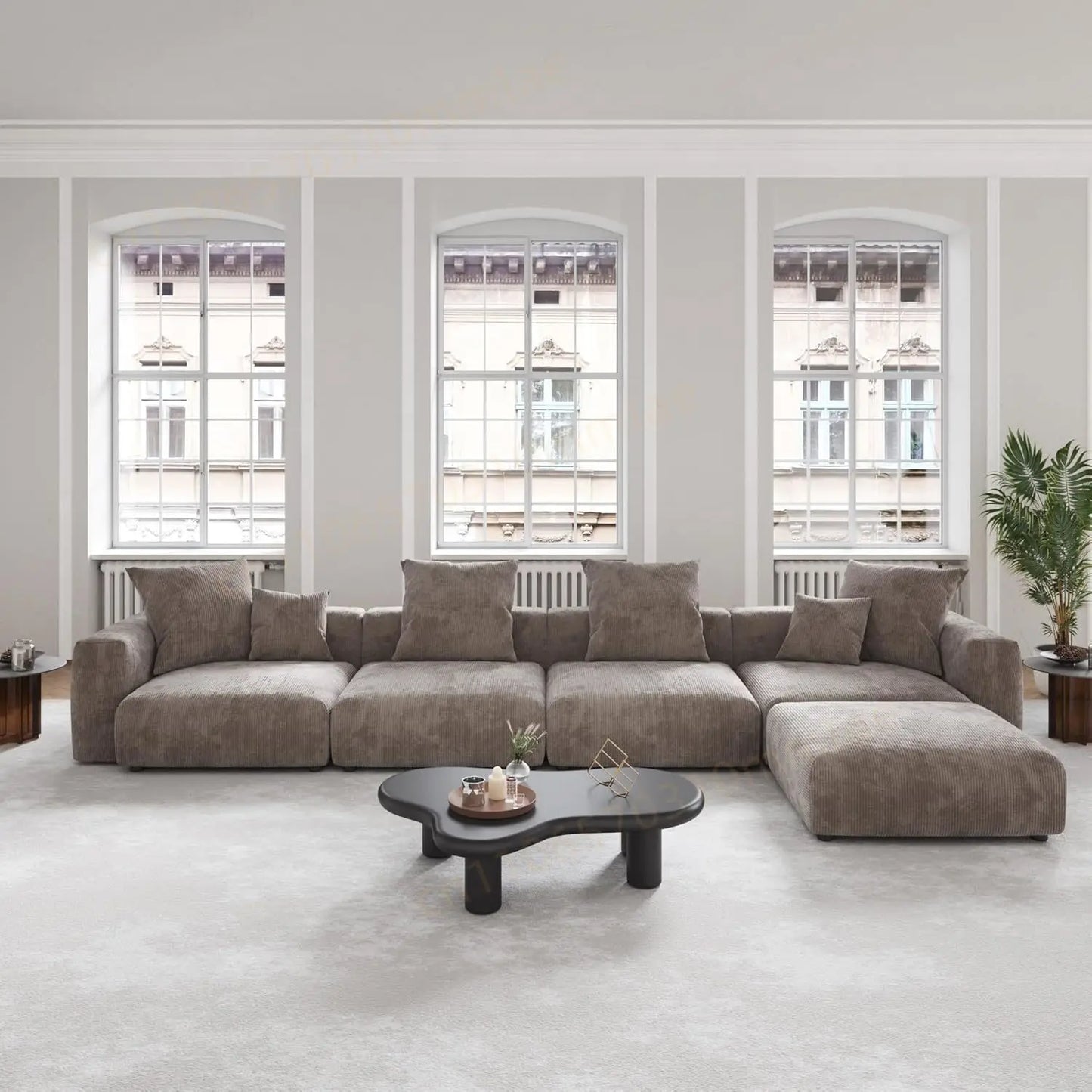 DIGGERA 181" Oversized Compressed Sofa Boneless Couch Modular Sofas for Living Room Huge 4-Seats Sectional Couches with Chaise
