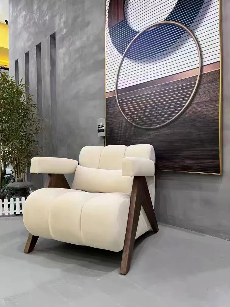 Nordic Wood Living Room Chairs Modern Living Room Sofas Home Balcony Single Leisure Back Armchair Fabric Sofa Chair Furniture