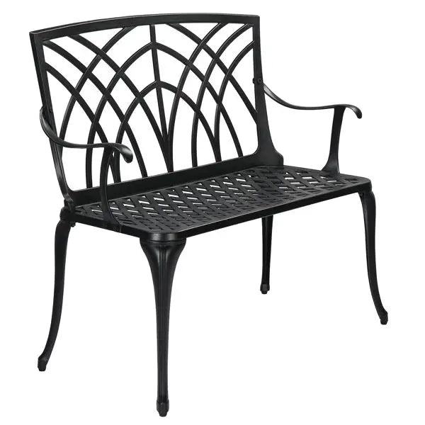 38in Outdoor Aluminum Garden Bench with Orchid Back, Antique Style for Patio, Porch, and Yard