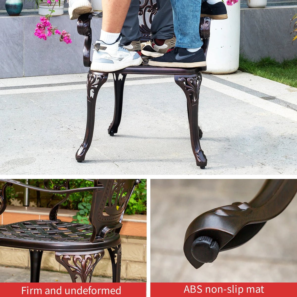2-Piece Set Cast Aluminum Chairs Outdoor Chair Set Garden Chair Weather-Resistant Patio Metal Chair Bistro Chair