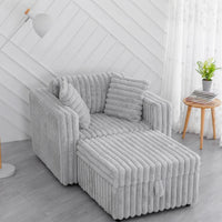44.9-inch soft light gray single sofa with storage space, 30.7 "ottoman, very comfortable and stylish