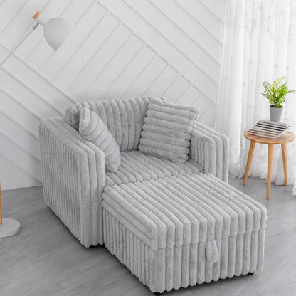 44.9-inch soft light gray single sofa with storage space, 30.7 "ottoman, very comfortable and stylish