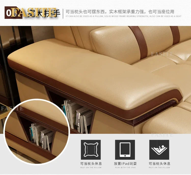 Living Room Sofa storage corner real genuine leather sofas salon couch puff asiento speaker bluetooth canape L shape sofa cama