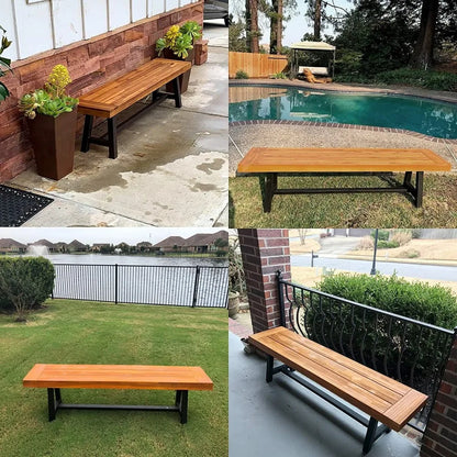 Banc de jardin, chaise de patio, siège en bois pour cour, terrasse, mobilier d'extérieur en bois pour la maison
