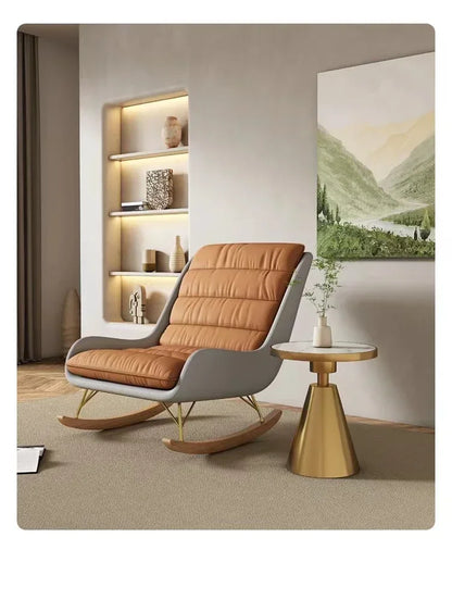 Nordic Rocking Chair Recliner Light Luxury Single-Seat Sofa   Home Lazy Fabric Sofa   Balcony Living Room Leisure Chair