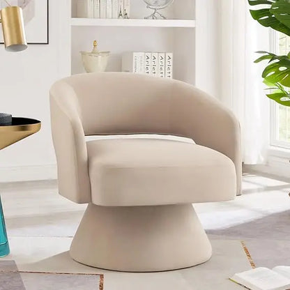 Swivel Barrel Chair, Modern Upholstered Velvet Accent Chair with Open Backrest, Comfy Single Sofa Chair Armchair with 360 Degree