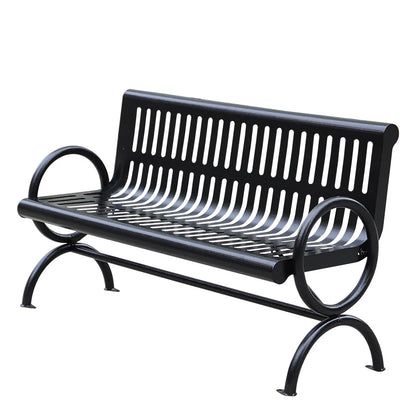 Outdoor wrought iron park chair double black metal outdoor bench chair backrest community square welding park seat