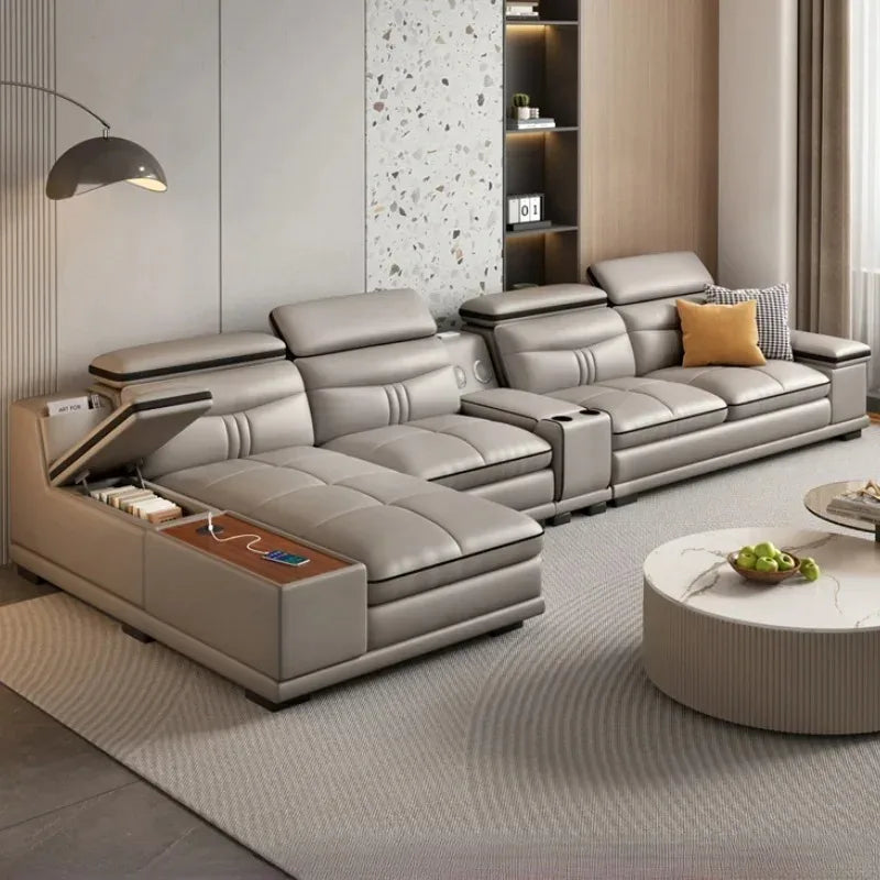 Cozy Genuine Leather Sofas Fancy Living Room Reclining Italian Sofa Modern Luxury Divani Da Soggiorno Apartment Furniture