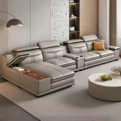 Cozy Genuine Leather Sofas Fancy Living Room Reclining Italian Sofa Modern Luxury Divani Da Soggiorno Apartment Furniture