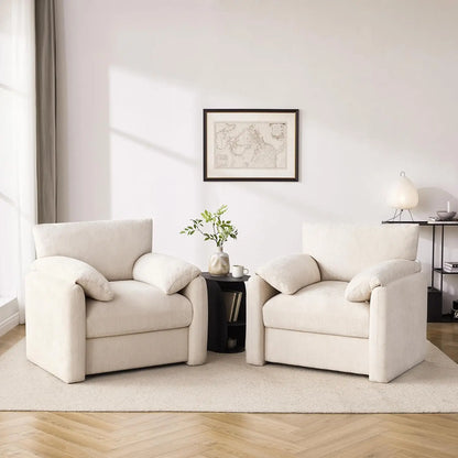 38.6" Wide Accent Chairs for Living Room & Bedroom Modern Lounge Chair, Upholstered Mid-Century Reading Chair,Beige