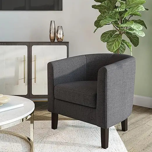 Leather-Clad Club Chairs with Padded Seats for Living Rooms, Bedrooms, and Waiting Areas in Black