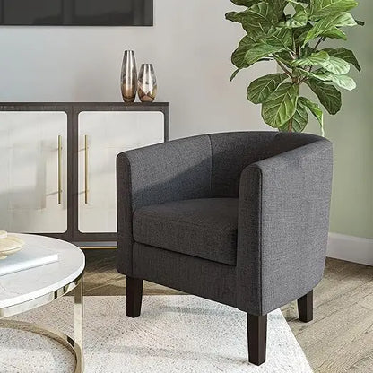 Leather-Clad Club Chairs with Padded Seats for Living Rooms, Bedrooms, and Waiting Areas in Black