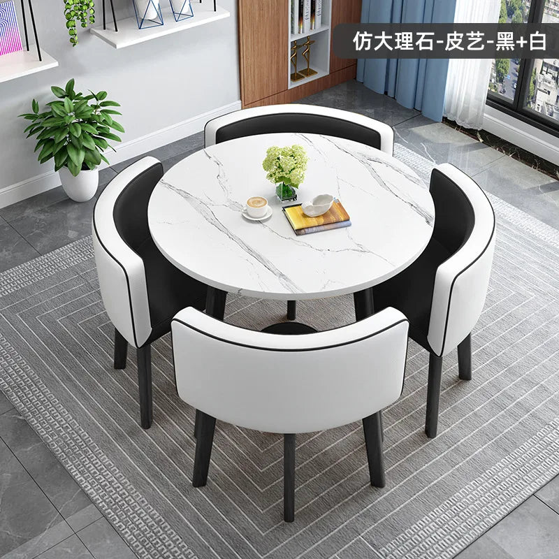home dining table, Modern simple dining table, apartment rental room, leisure negotiation, reception table and chair combination