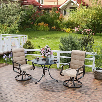 Patio Swivel Chairs Set of 2, Outdoor Dining Chairs High Back with Padded All Weather Breathable Textilene, Customized