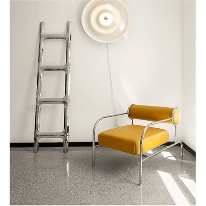 Nordic Light Luxury Single Sofa Chair Medieval Designer Stainless Steel Living Room Simple and Fashionable Backrest Chair
