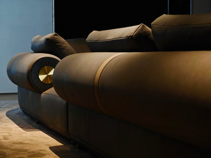 Modern Italian Villa Design Frosted Leather Modular Combination Sofa Set Luxury Reclining Corner Sofa Fabric Life Hotel Sponge